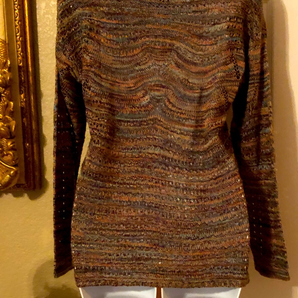 Erica comfortable eyelet multi color lightweight sweater.
